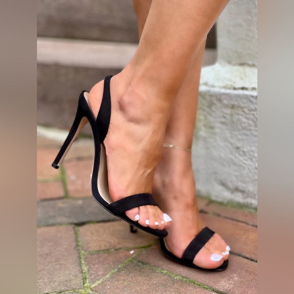 NWOB SCHUTZ Women’s Black Sexy Nubuck Leather Sandal Heels Shoes 8